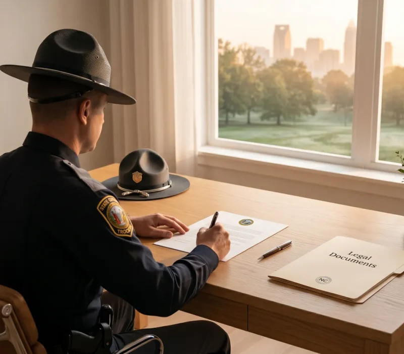 Person signing expungement petition in North Carolina — clear your criminal record with Huggins Law Firm
